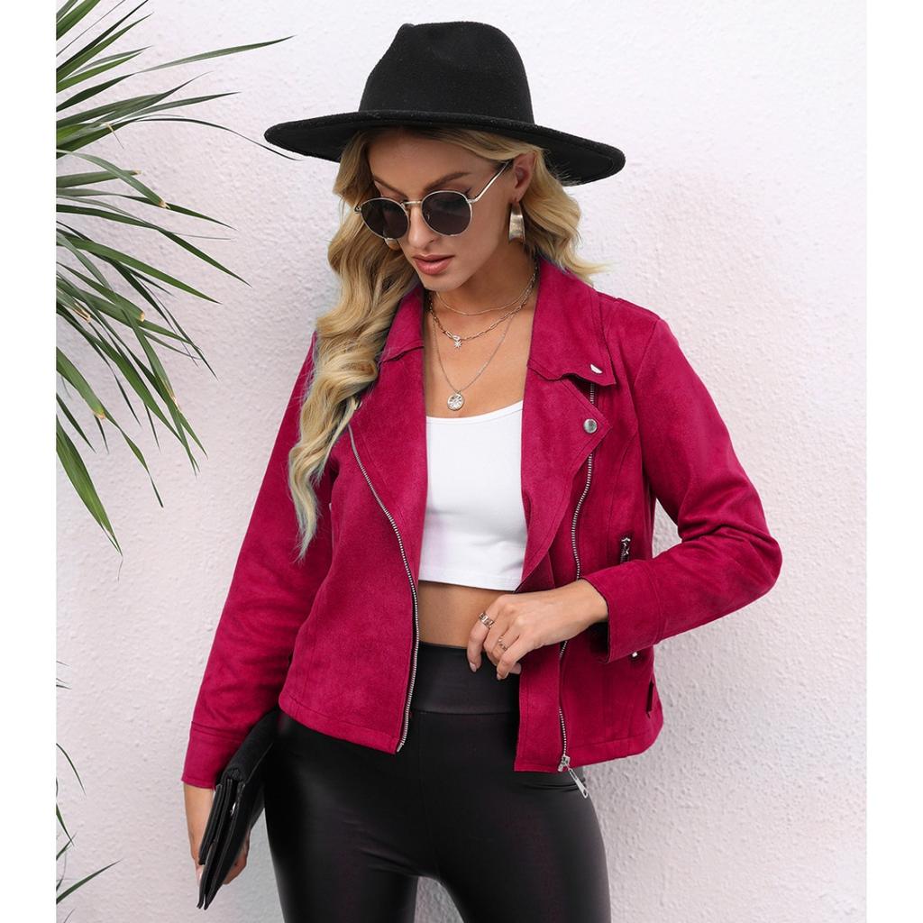 Spring Autumn Women's Lapel Zipper Long Sleeve Blazer Coat, European Style Casual Outerwear for Women, Leisure Wholesale Women Clothing