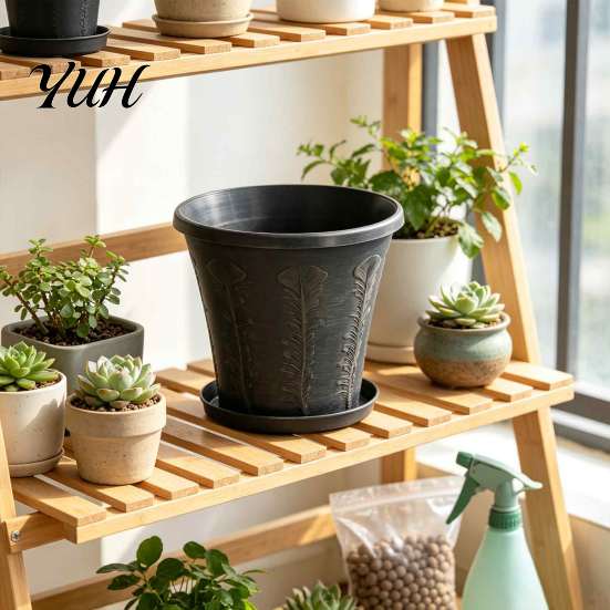 Sturdy Gardening Pot with Ventilation 8" Retro Flower Saucer, Thickened Plastic Planter Drainage Hole, Home Decor Plant Anti-Aging, Peacock
