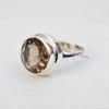 Handmade Round Smoky Quartz Ring: 925 Sterling Silver, Capricorn Birthstone