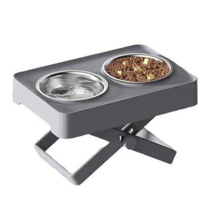Adjustable Height Neck Protection Dog Bowl Spill-proof Stainless Steel Dog Watering Bowl Stable Double Bowl Design