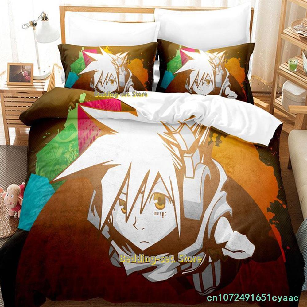 The World Ends With You Sakuraba Neku Bedding Set Cartoon Anime Three-piece Set Adult Kid Bedroom Duvetcover Sets 3D Kawaii Cool
