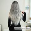 New Ladies Wig Simulation Wig 65cm Hair Gray Wig Big Wave Wig Full Headgear Rose Hair Net Headdress Beauty Decoration Wig