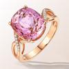 Pink Tourmaline Ring for Women Fashion Engagement Ring Pink Crystal Zircon Wedding Band