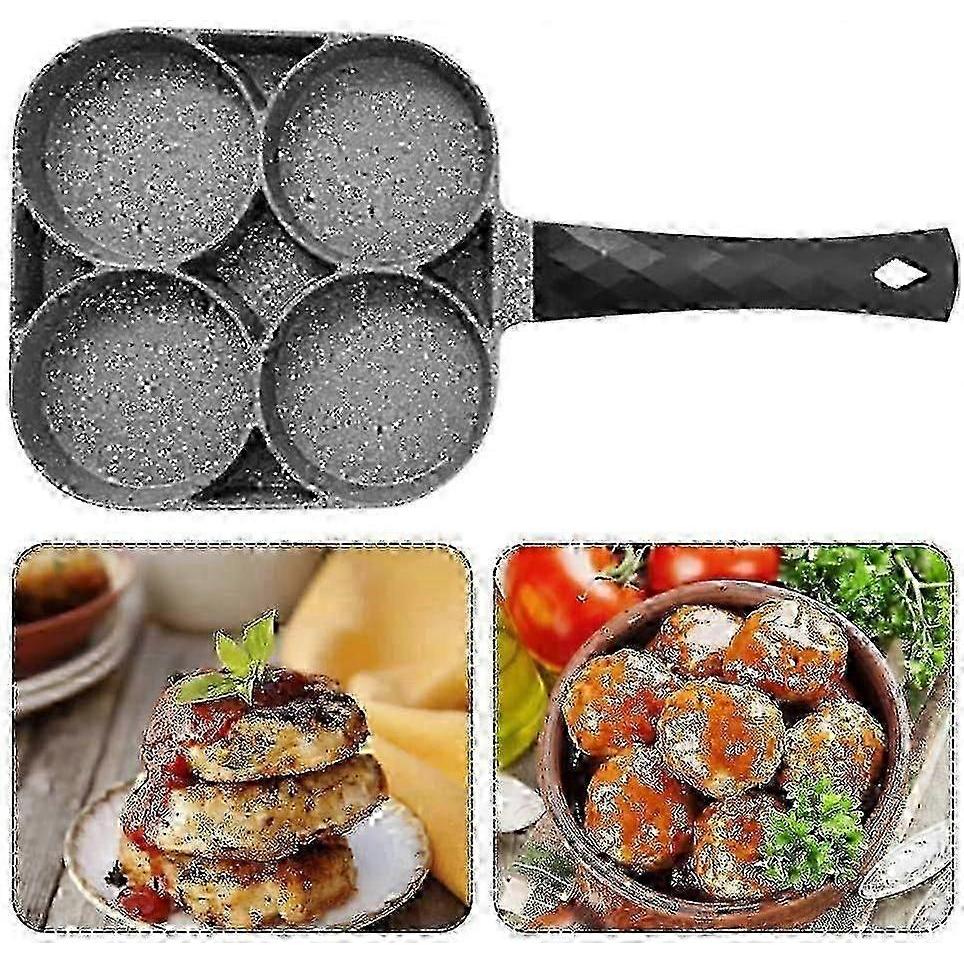 4 hole nonstick wooden handle omelette skillet omelette hash browns burger skillet