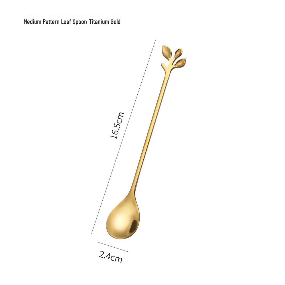Set di Cucchiaio e Forchetta a Foglia in Acciaio Inossidabile - Miele, Mescolino, Cucchiaino da Caffè - Sacchetto Regalo per Matrimoni