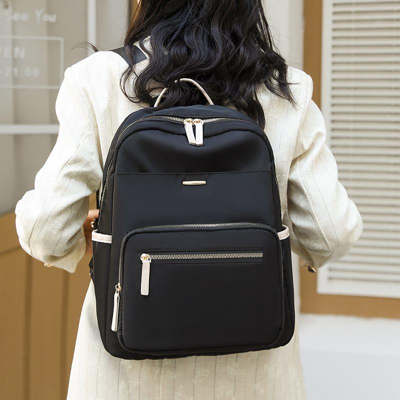 New Women's Large Capacity Backpack Fashion Solid Color Backpack Nylon Student School Bag Travel Backpack