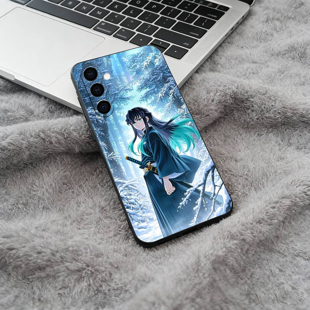 

Muichiro Tokitou &Yoriichi Tsugikuni Black Soft Silicone Phone Case for Samsung Galaxy A73, A71, A72, A70, A53, A52, A51 Samsung a50 30s 50s