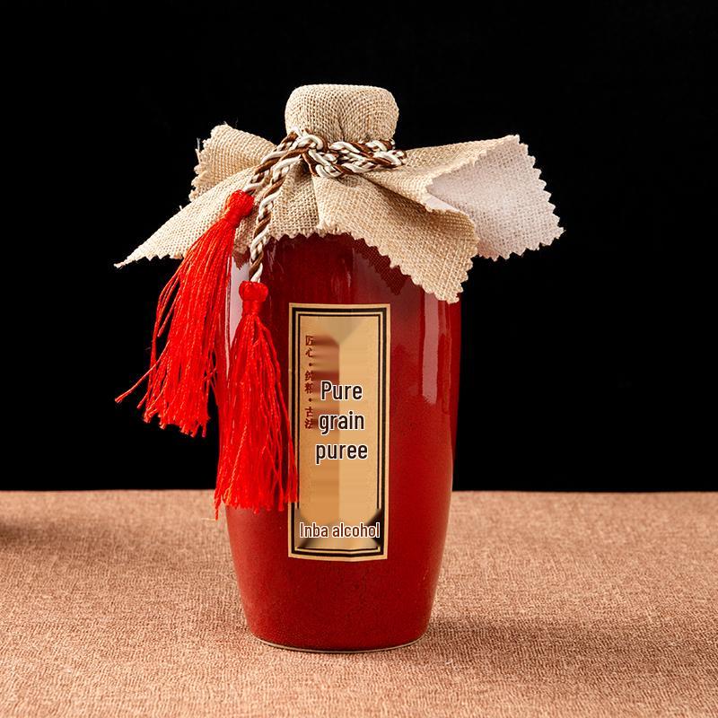 

Set of 6 Empty 1 Jin Ceramic Wine Bottles with Sealed Lids for Baijiu - Ideal for Home Use and Storage