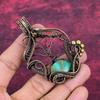 Tree Of Life Chrysoprase Gemstone Pendant Copper Wire Wrapped Handmade Jewelry