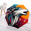 1pc Colorful Wolf Howling Moon Automatic Folding Umbrella - Portable 3-Fold Design, 8-Rib Iron Frame Outdoor Umbrella, Ideal Gift for Fans, Travelers,