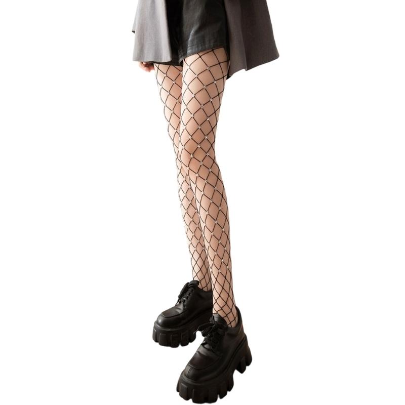 Sparkly Tights Fishnet Stockings for Women,Glitter Rhinestones Tights Mesh Fish Net Stocking Night Party Pantyhose