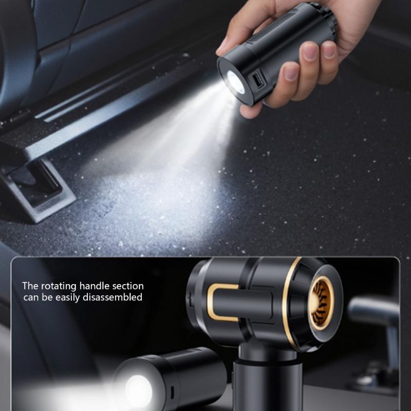Detachable Car Vacuum Featuring LED Light Multifunction Design Including Suction Blower Inflator Sealer Function