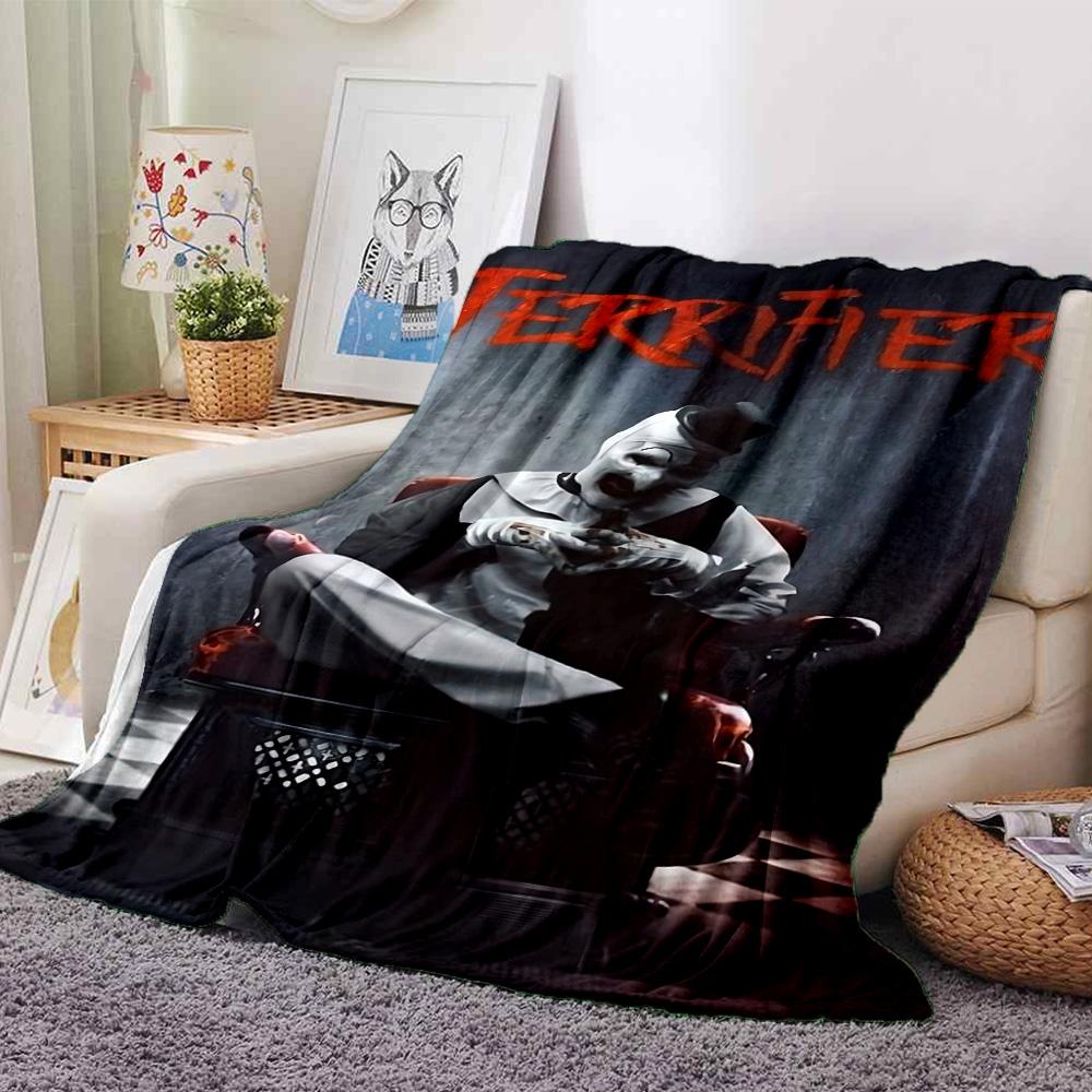 Scary Clown Terrifier Flannel Blanket Super Soft Warm Cozy Blanket for Sofa Bed Office Travel All‑Season Home Decor Gift