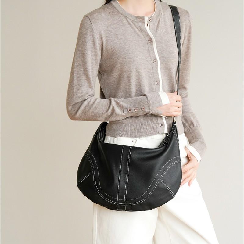 Small Niche Design Large Capacity Crossbody Bag Light Luxury High-end Feel Cowhide Women's Versatile Commuting Single Shoulder Armpit