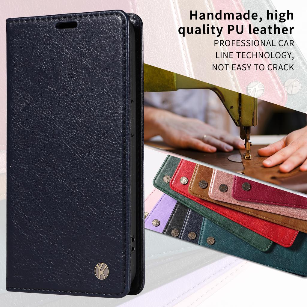 For Oppo Reno14 5G (China)/Oppo Reno14 F 5G/Oppo Reno14 5G (Global) Wallet Case YIKATU YK-006 Magnetic Closure Leather Phone Cover Litchi Texture