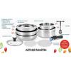 Arthur Martin AM0025 Abnehmbares 10-teiliges Kochgeschirr Edelstahl Kasserolle mit Ausgießer Abnehmbarer Griff alle fe63