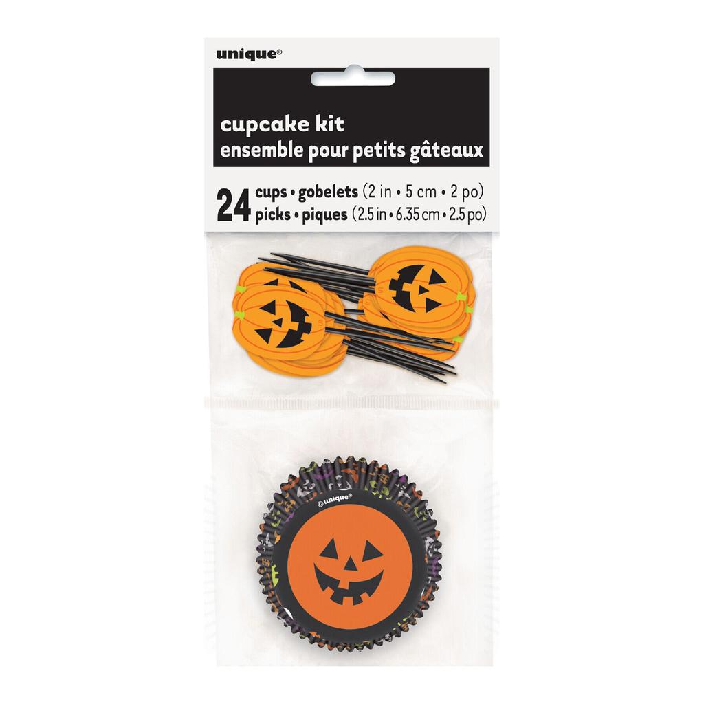 Unique Party Pumpkin Head Halloween Muffin and Cupcake Cases Set (Pack of 24)