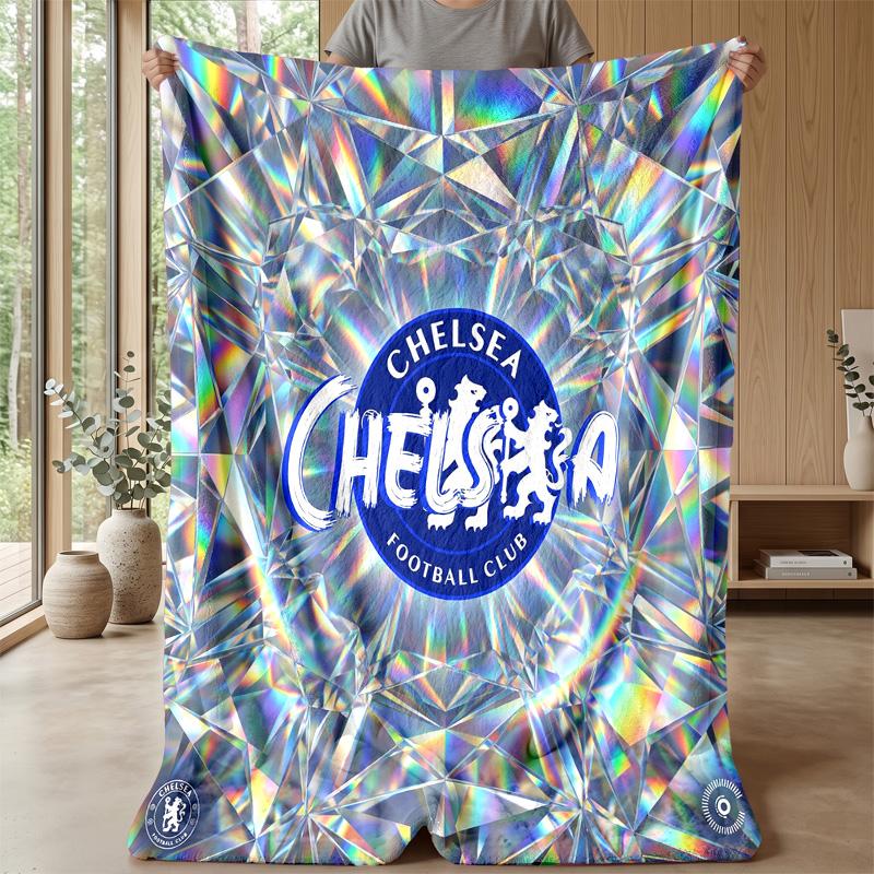 Chelsea FC Theme Blanket Soft Flannel Blanket Plush Throw Blanket Cozy Sofa Bed Blanket for Home Decor
