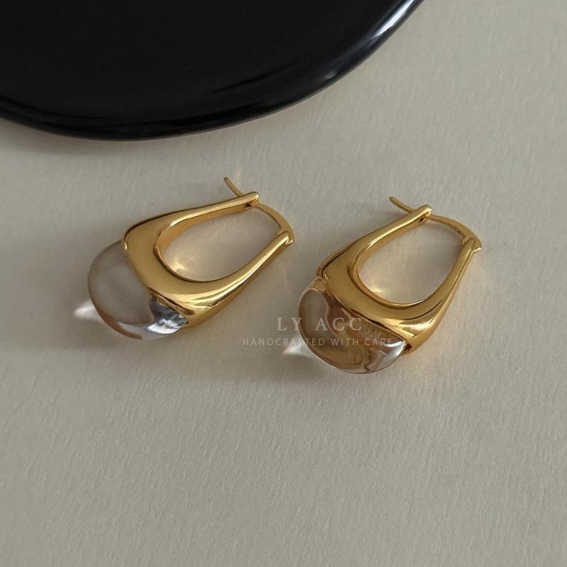 Meier Metallic Amber Acrylic Earrings Irregular Versatile Earrings Earrings