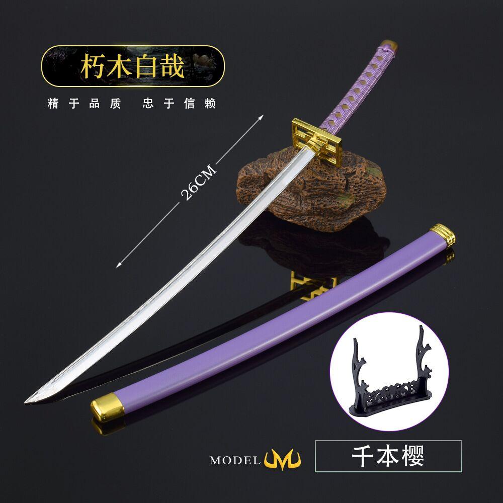 26cm Anime Weapon Kurosaki Ichigo Ban Kai Zangetsu Katana Cos Prop All Metal Samurai Swords Toy Knife Model Ornaments Gifts