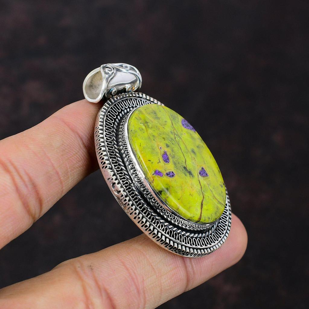 Stichtite Gemstone Pendant 925 Sterling Silver Pendant Stichtite Jewelry Handmade Pendant Vintage Pendant Engagement Gift Statement Jewelry