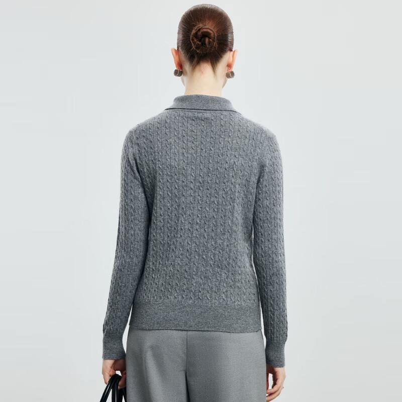 PALUOPO Women's Cashmere Lapel Cable Knit Sweater