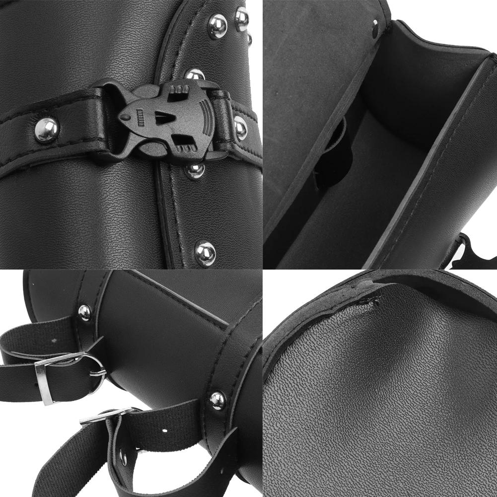 Motorcycle Universal Fork Bag Leather Saddlebags Tool Bag Storage Pouch Waterproof for Sportster