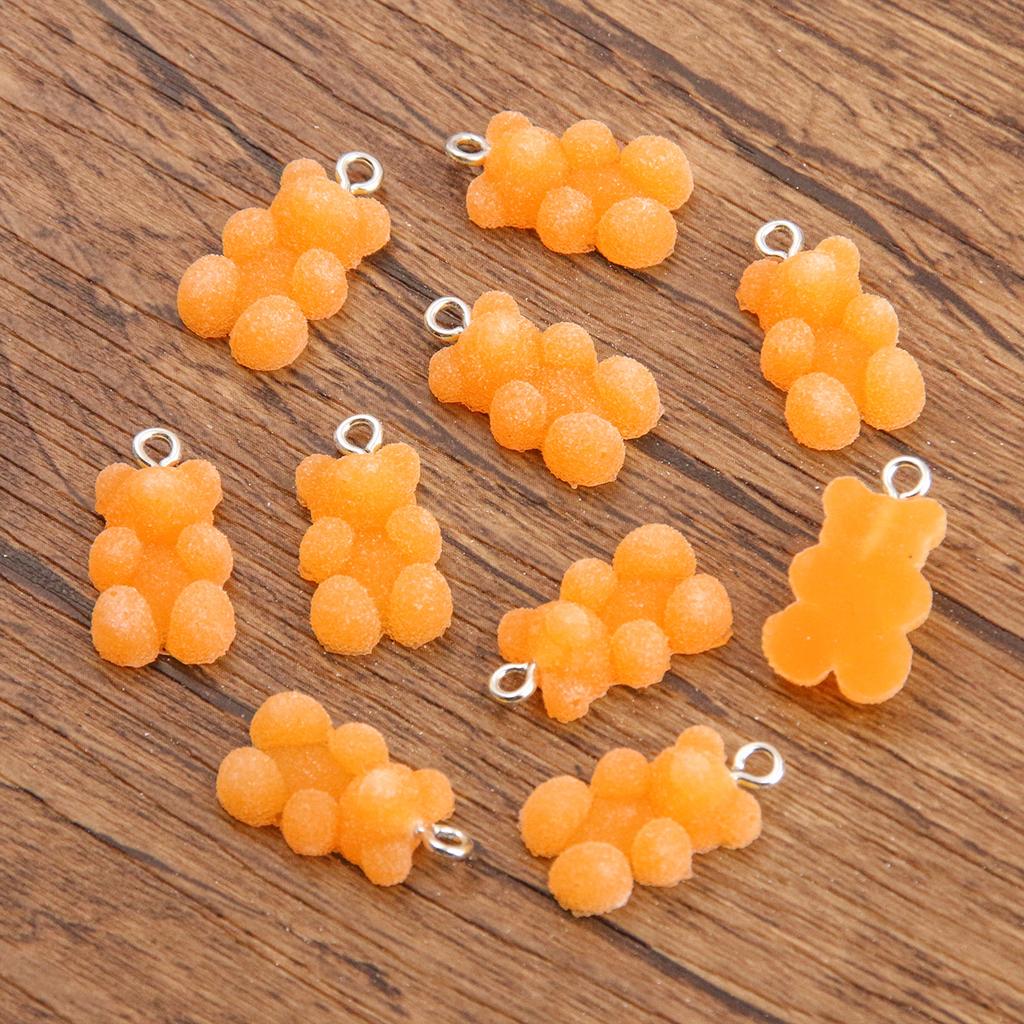 10pcs 11x21mm Cartoon Candy Colors Little Bear Resin Gummy Pendants Jewelry Making Drop Earrings Necklaces DIY Accessories