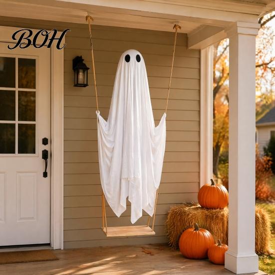 Wetterbeständige Deko Halloween Hängende Schaukel Geist Dekoration, Leuchtende Große Gruselige Außen Dekorationen auf A für Außen Garten Hof Veranda