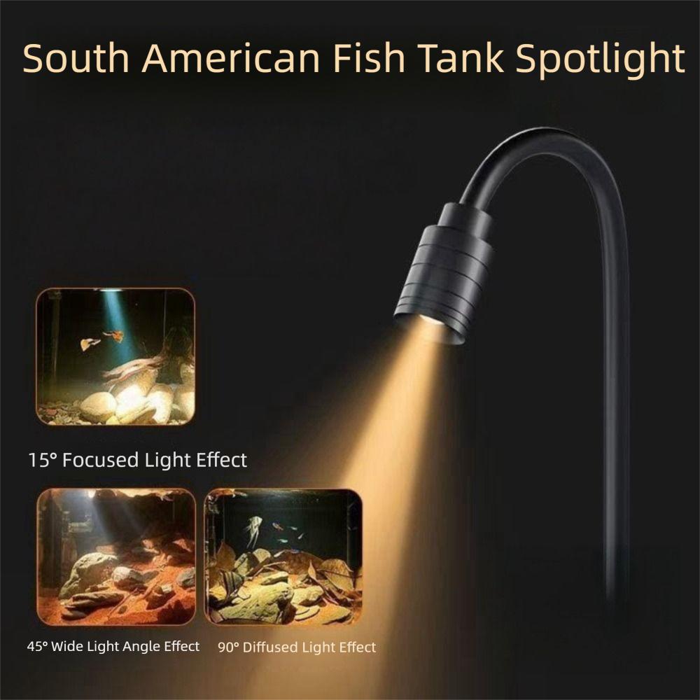 Adjustable Zoom Mini Clip-on Aquarium Lamp Adjustable Focus Spotlight  South American Fish Tank