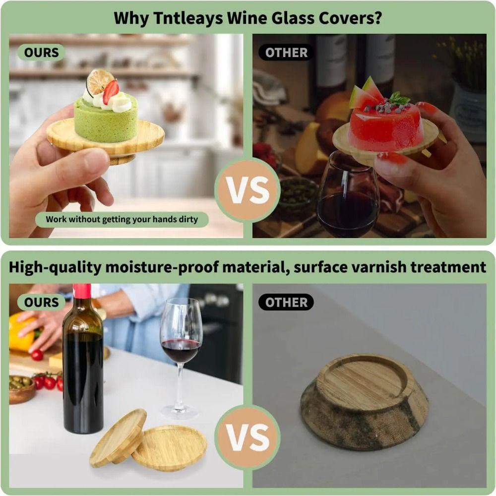 4Pcs Handmade Wine Glass Covers Leakproof Wooden Red Wine Lid Wine Glass Topper  Restaurants