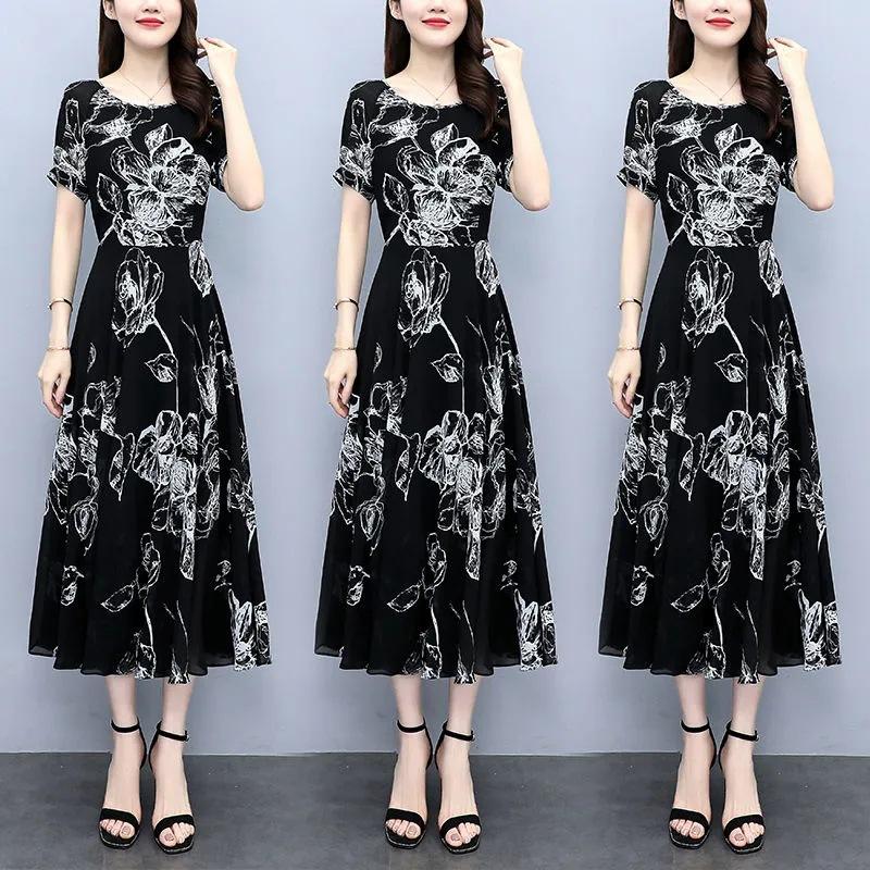 Ice silk new thin summer dress women's long fashion dress fairy swing skirt