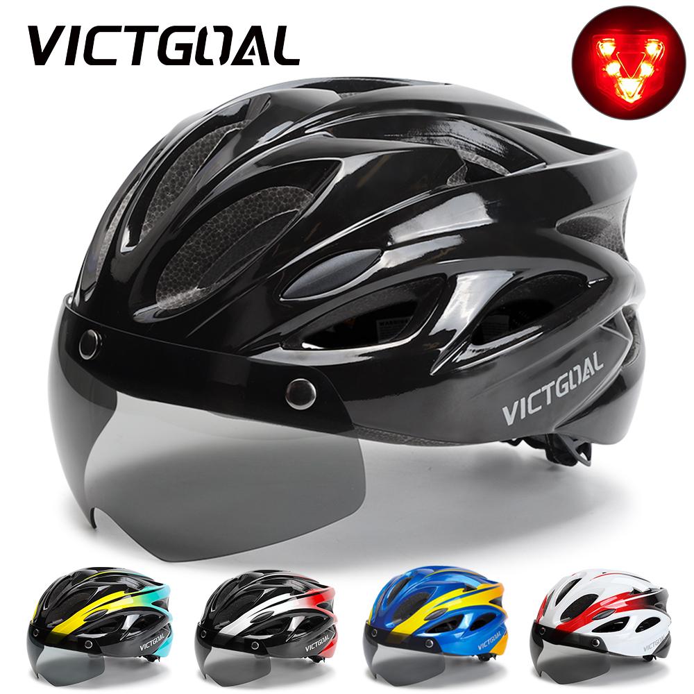 Yto Toy Men's Victgoal Bicycle Helmet Fit For Taillight Magnetic Goggles Uv400 Lens Sun Visor Cycling Helmets Mtb Electric Scooter Bike Safety