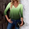Women's Fashion Casual V-Neck Three-Quarter Sleeve Print Top