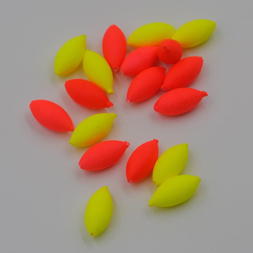 MNFT 100Pcs Oval Mini Fishing Float Bobber Rig Making Fishing Floating Beans Red/Yellow Striking Beads With Hole No Stopper 3 4#