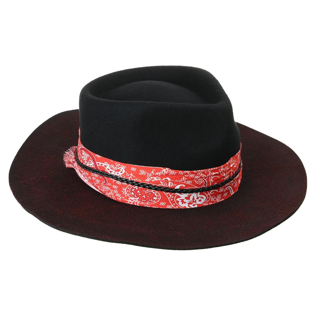 Distress Wool Hat for Musical Festival Adult Winter Autumn Party Hat Unisex Headwear Stage Show Roleplay Party Headpiece