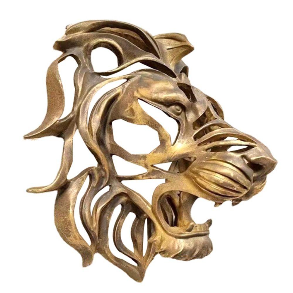 Goldene hohle Löwenkopfstatue Löwenkopfform Große Löwenkopfskulptur Küche