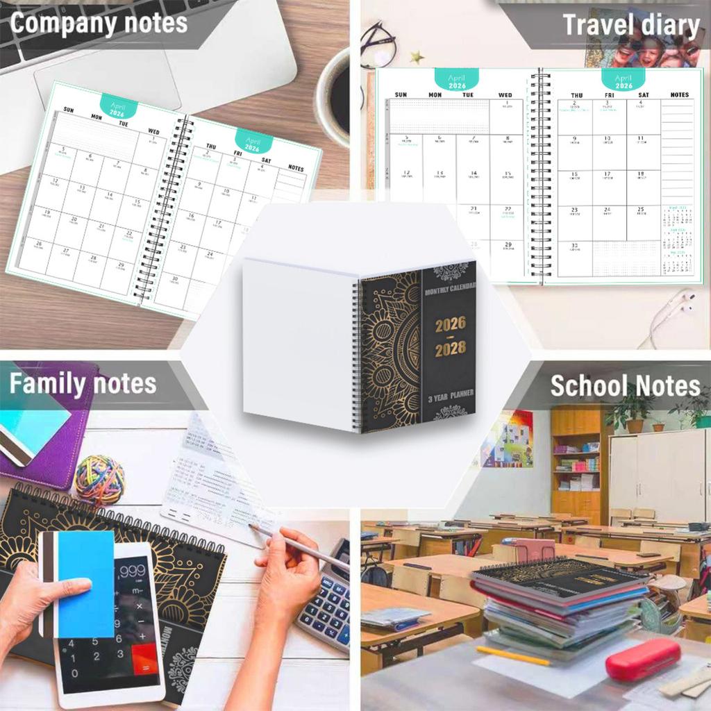 A Watercolor Monthly Planner For 2026-2028, Perfect As A Gift For Family And Friends To Help Plan Your Time And Schedule.