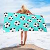 1 pièce Grande Serviette de Plage en Microfibre - Séchage Rapide Léger Sans Sable, Impression Football Compacte Portable pour Adultes, Turquoise