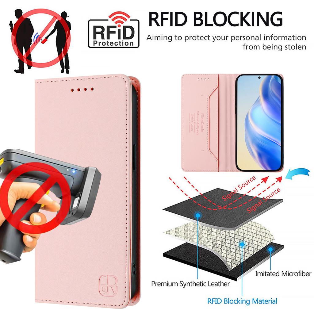 Pro ZTE Blade A52, A53, A73, V50 Vita, V40S, Axon 60, V60, A75, V60 Vita, V70 Vita... Prémiové pouzdro z PU kůže ve stylu peněženky, nárazuvzdorné a s RFID blokováním