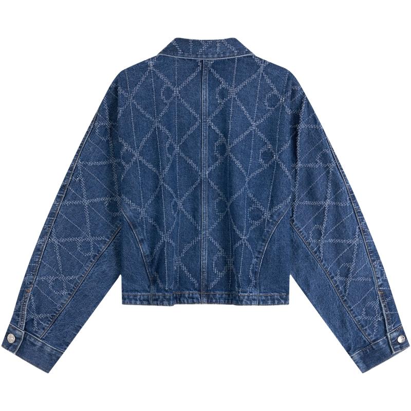 Calvin Klein Vintage Floral Jacquard Cotton Polo Denim Jacket Women Jackets 47D749G