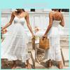 Bohemian Style Sleeveless Spliced Cotton Maxi Dress For Summer Casual Wear
