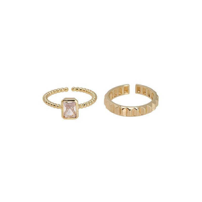 Square Zirconia Elegant Ring Set For Women With Unique Geometric Design For Lovers Fashion