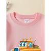 European sizes Cartoon Orange Truck Girls' Crew Neck Sweatshirt, Autumn Winter, Long-Sleeved, Casual Colors for Young Girls.