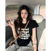 American Alphabet Black Short-sleeved T-shirt Women's Summer 2026 New Korean Version Design Niche Slim-fit Top