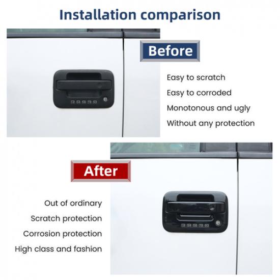 For 2004-2014 Ford F150 Black 2 Door Handle Covers F-150 Trim W/O PSKH W/KPH
