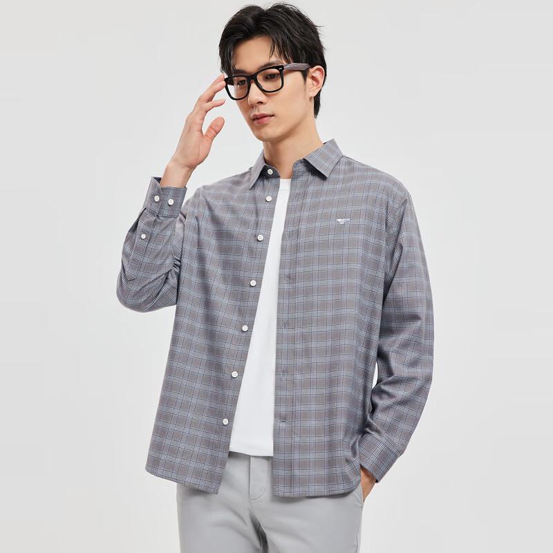 Septwolves Men's Plaid Casual Long-Sleeve Shirt