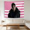 LLeon KKennedy Pink USA Flag Tapestry  Game Character Wall Hanging for Bedroom  Dorm Decor