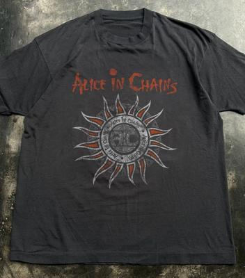 Alice In Chains Sun Logo Unisex Black Cotton T-shirt, Size S-5XL