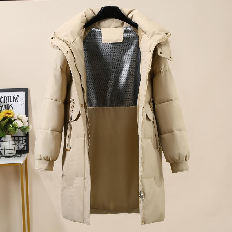 Haină de iarnă la modă pentru femei Parka lungă cu glugă groasă îmbrăcăminte exterioară caldă jachete damă